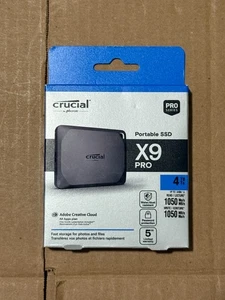 Crucial X9 Pro 4TB USB-C Portable External SSD 1050mb (CT4000X9PROSSD9) SEALED - Picture 1 of 3