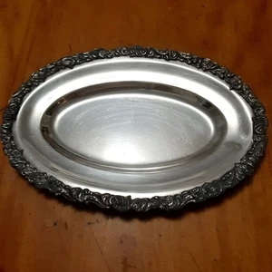 Vintage Silberauflage National Silber schwer verziert 10" Tablett #895 Shabby Cottage - Bild 1 von 4
