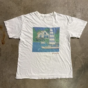 Vintage Toyota Shirt Mens Small White 90s Land Cruiser Portrait Art Sailing RARE - Picture 1 of 7