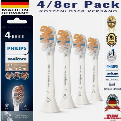 DE Neu Philips HX9094 Sonicare A3 Premium All-in-One Ersatzbürste Weiß/Schwarz~