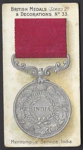 TADDY - BRITISH MEDALS & DECORATIONS (BLUE) - #33 MERITORIOUS SERVICE, INDIA - Picture 1 of 2