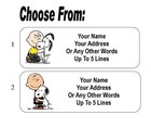 30 Charlie Brown / Snoopy Hug Personalized Address Labels