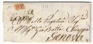 Sardegna - Prefilatelica del 1838 per Genova con bollo nero di Sarzana con data - Picture 1 of 3