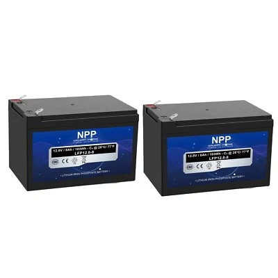 NPP Lithium 12.8V  8Ah  (2Pcs） LiFePO4 Phosphate Battery BMS with 4500 Cycles - Image 1 of 4
