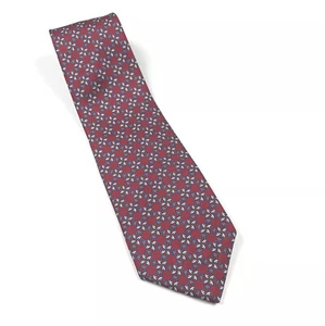 Saks Fifth Avenue Exclusive Men Neck Tie 100% Silk Red Multicolored Rings Geo - Picture 1 of 6