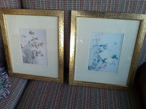 Cheng Prints 2 Oriential Flowers Academy Arts Chicago Framed under Glass - Picture 1 of 1