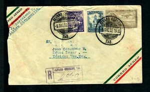 Lote 1w México Cubierta 1932 Aereo Registrado Etiqueta Trasera Certificación Multi PM Sellos - Imagen 1 de 2