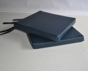 2 Blue Faux Leather Square Dining Garden Chair Cushions Seat Pads 14" to 20" - Picture 1 of 5
