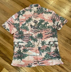 Kahala Button Up Hawaiian Shirt Mens Size Small Pink Palm Tree Pattern - Picture 1 of 3