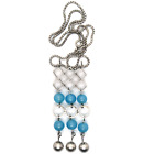 DESIGN Halskette / Collier 925 Sterling Silber Farbstein-Kugeln Silver Necklace