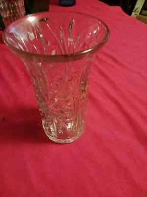 1991 FTD тяжелый прозрачный прессованное стекло элегантная ваза - тяжелое толстое стекло или кристалл. - Изображение 1 из 3