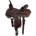 PREMIUM LEATHER WESTERN ROUGH OUT BARREL SADDLE WITH SET 12'' TO 16''
