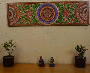 Handcraft Panel Wood Carved Floral Wall Art Home Decor Hanging Decorative Plaque - Picture 1 of 4