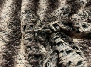 Material de tela de piel sintética súper lujoso HI LO MARRÓN OSCURO Y CREMA CHINCHILA - Imagen 1 de 5