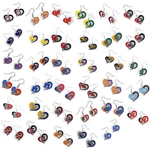 NCAA PICK YOUR TEAM swirl heart dangle charm earring Cover
