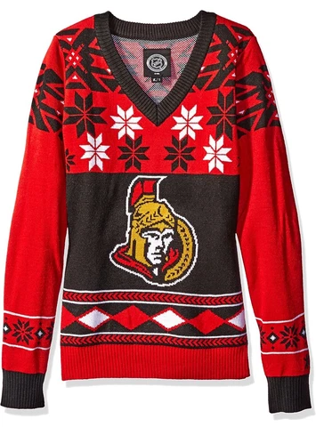 FOCO NHL Ottawa Senators Women's Small V-Neck Sweater NWT Hockey Cover