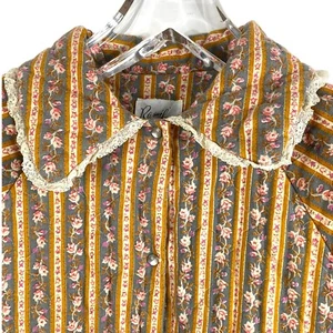 Vtg Quilted Bathrobe Cotton Union Made Snaps Prairiecore Grandmacore Medium - Picture 1 of 16