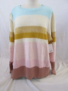 MAGLIONE TOP NINE WEST A RIGHE A COSTINE MANICA A SBUFFO 2X - Foto 1 di 6