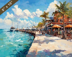 Mallory Square in Key West oil painting 8x10 Print - Picture 1 of 1