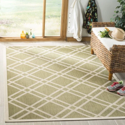 SAFAVIEH Indoor Outdoor CY6923-244 Courtyard Green / Beige Rug - Image 1 of 4
