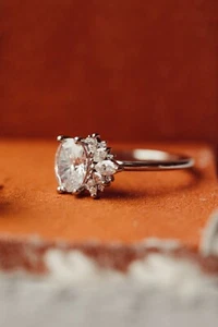 Love Gift 9x7 Zircon Ring Old European Oval Cut Vintage Engagement 925 Silver - Picture 1 of 4