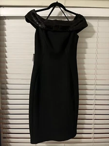 Calvin Klein Beautiful Women’s Dress Hand Beaded/ Sequined Size 4 NWT Black - Picture 1 of 7