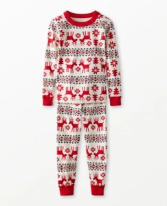 Hanna Andresson Kids Holiday Long John Pajama Set 140 /  8 Deer Red Christmas - Picture 1 of 9