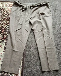 Taupefarbene Leinenhose mit Gürtel Größe 18 neu ohne Etikett - Bild 1 von 4