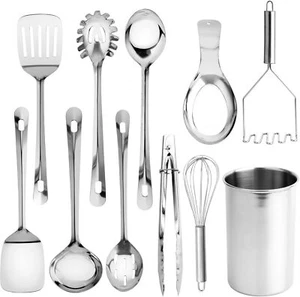10-Piece Stainless Steel Kitchen Utensil Set - Nonstick & Heat Resistant Cooking - Picture 1 of 5