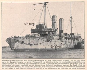 Crucero HMS Hawke - Barco Inglaterra Marina Militar - 1911 ~13x10cm - Imagen 1 de 1