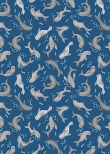 0.5 metre Seal Bubbles on Light Blue 100% Cotton Fabric 112cm wide - Picture 1 of 2