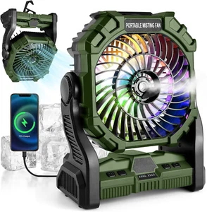 30000mAh Rechargeable Misting Fan Camping Fan with RGB Light w/ 250mL Water Tank - Picture 1 of 10