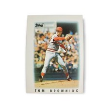 1986 Topps Mini Major League Leaders #40 Tom Browning Cincinnati Reds Card