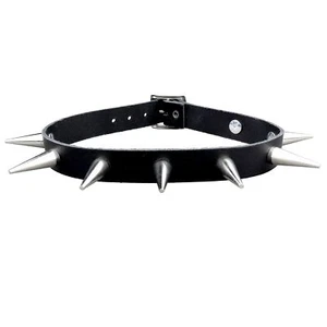 Lederhalsband mit Killernieten 1-reihig - Choker - Gothic Punk Halsband aus Lede - Picture 1 of 4