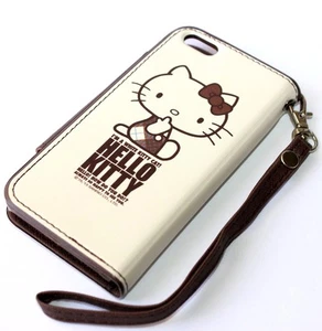Para iPhone 5C - Sanrio HELLO KITTY CUERO TARJETA DE IDENTIFICACIÓN BOLSA BILLETERA MARRÓN ESTUCHE - Imagen 1 de 5