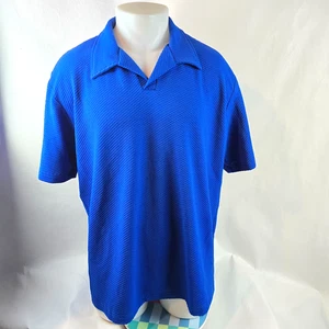 BC Ethic Polo Shirt Mens XL Blue Textured Made In USA Retro Y2K Vintage Beach - Picture 1 of 6