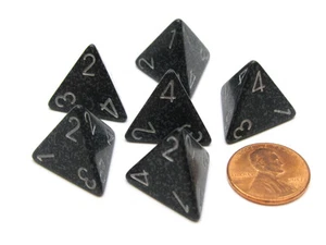 Speckled 18mm 4 Sided D4 Chessex Dice, 6 Pieces - Ninja - Picture 1 of 1