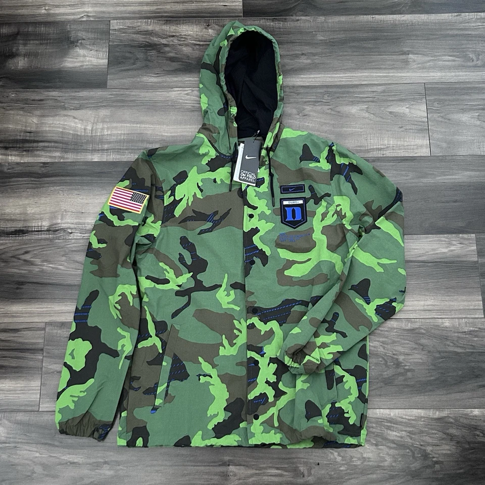 Nike Duke University NCAA Men's Hooded Jacket Green Camo Size L Large DQ2221-328