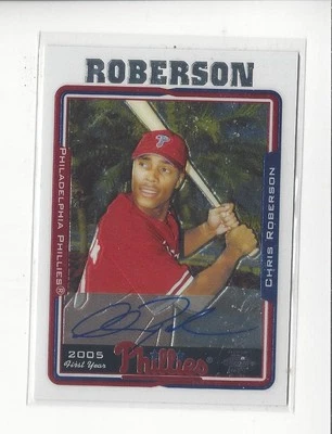 2005 Topps Chrome #224 Chris Roberson FY RC Rookie AUTOGRAPH Phillies - Image 1 of 2