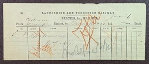 Guía de paquetes Oldham Mumps to Brompton 1874 Lancashire & Yorkshire Railwaybill - Imagen 1 de 1