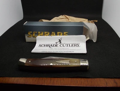 SCHRADE Buffalo horn Stockman 8SBH 3 blade folding pocketknife with box. - Image 1 of 4