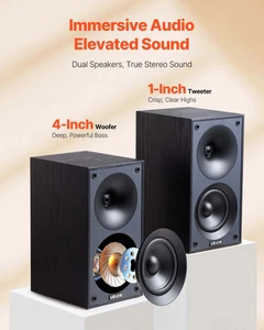 Passive Bookshelf Speaker, 300W, Book Shelf Stereo Speakers with 4-Inch Woofer a - Picture 1 of 10