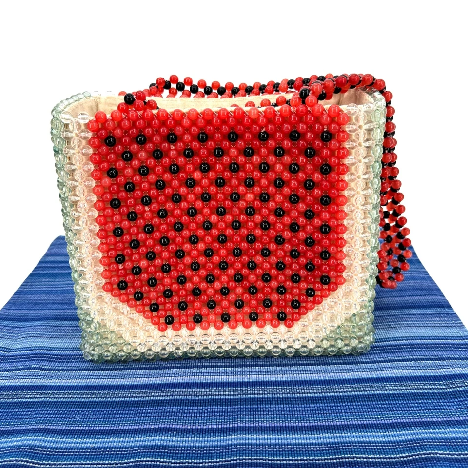 Bolso de Mano Cynthia Rowley Completamente Cuentas Sandía Primavera Verano Cartera Costera Foto 1 de 4