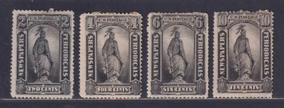 United States Scott PR57\PR62 Unused 1885 Newspaper Stamps Thin Spots SCV $420 - Image 1 of 2