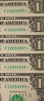 2021- Uncirculated $1 Dollar * Star * Note Lot- 5 Sequential Bills - Image 1 of 3