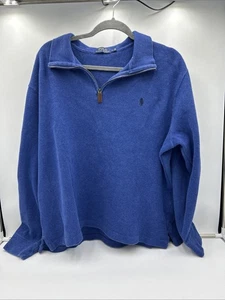 Polo Ralph Lauren 1/4 Zip Pullover Sweater Blue Men Size L Mock Neck Blue Label - Picture 1 of 9