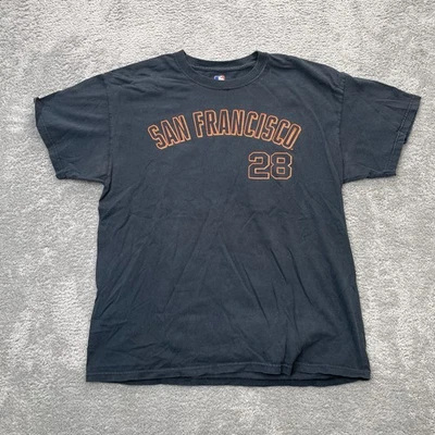 Camisa grande negra Buster Posey #28 logotipo de béisbol MLB de los Gigantes de San Francisco para hombre Foto 1 de 4
