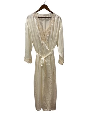 Винтажный Victoria's Secret слоновой кости атласный свадебный Peignoir комплект кружева размер M/L блестки бусина - Изображение 1 из 4