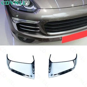 For Porsche Cayenne 2015-2017 Matter Silver Front Fog Light Lamp Bumper Cover 2* - Bild 1 von 10