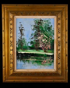 Vintage Impressionist Landscape Oil on Board "Spring Trees" By Morris Katz - Picture 1 of 14